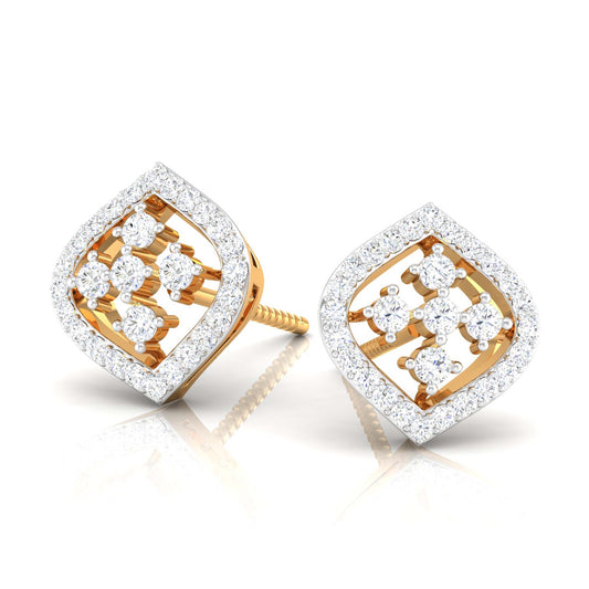 Diamond Frame Stud Earrings