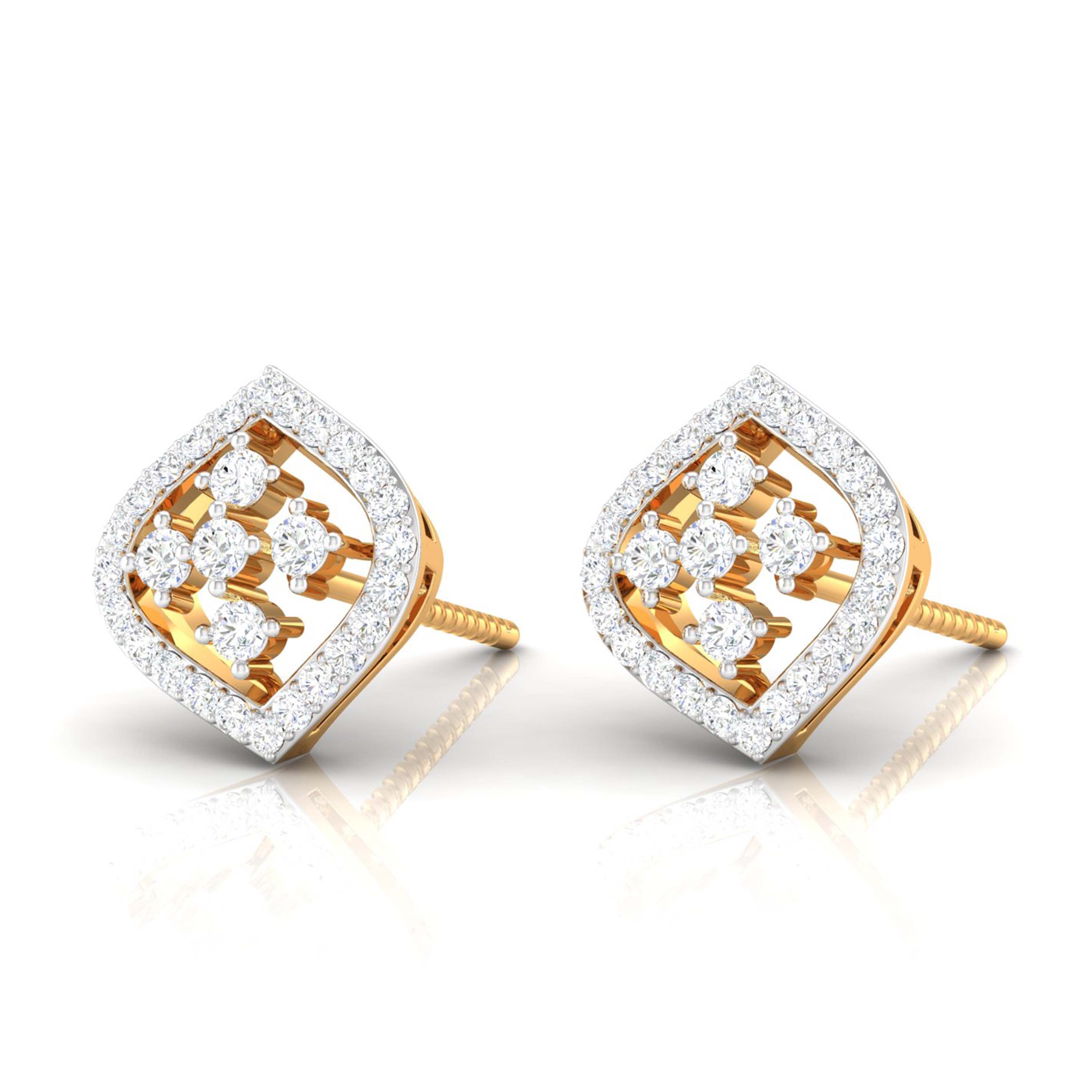 Diamond Frame Stud Earrings