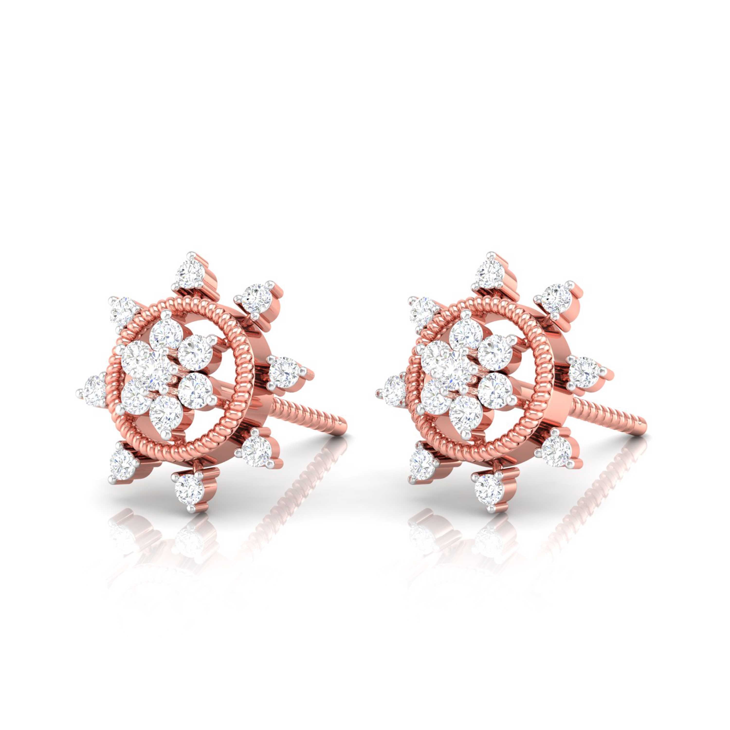 Golden Sunburst Diamond Studs