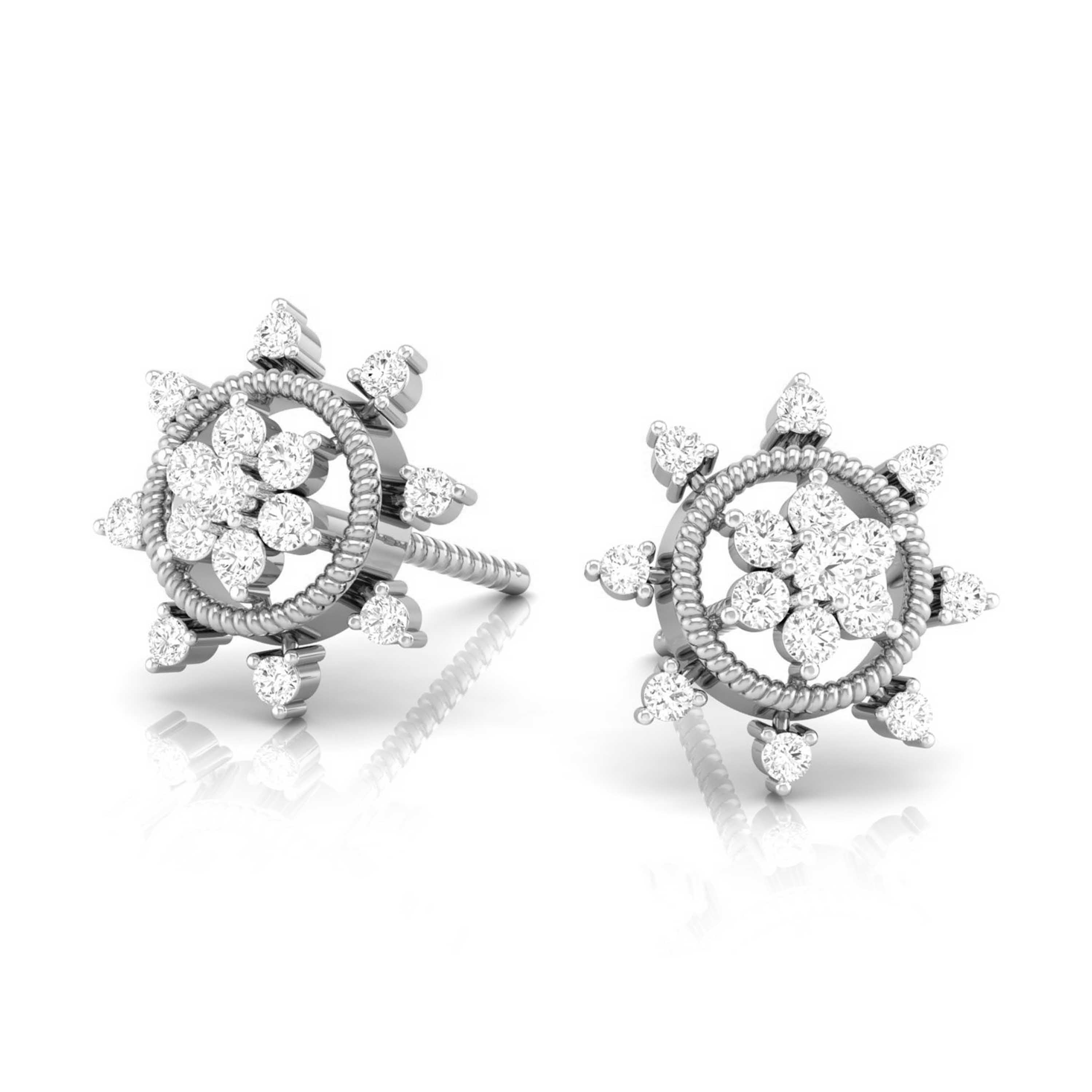 Golden Sunburst Diamond Studs
