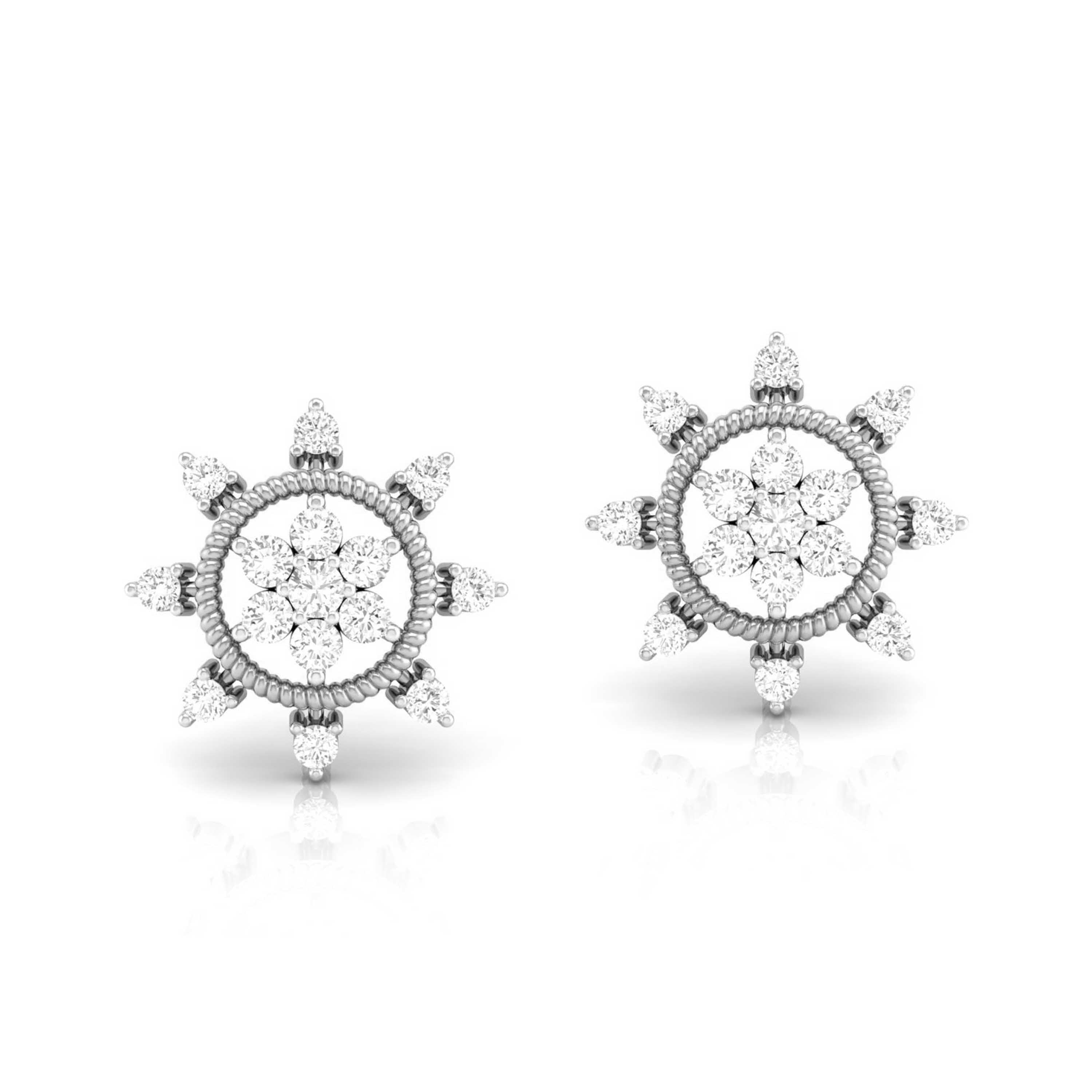 Golden Sunburst Diamond Studs