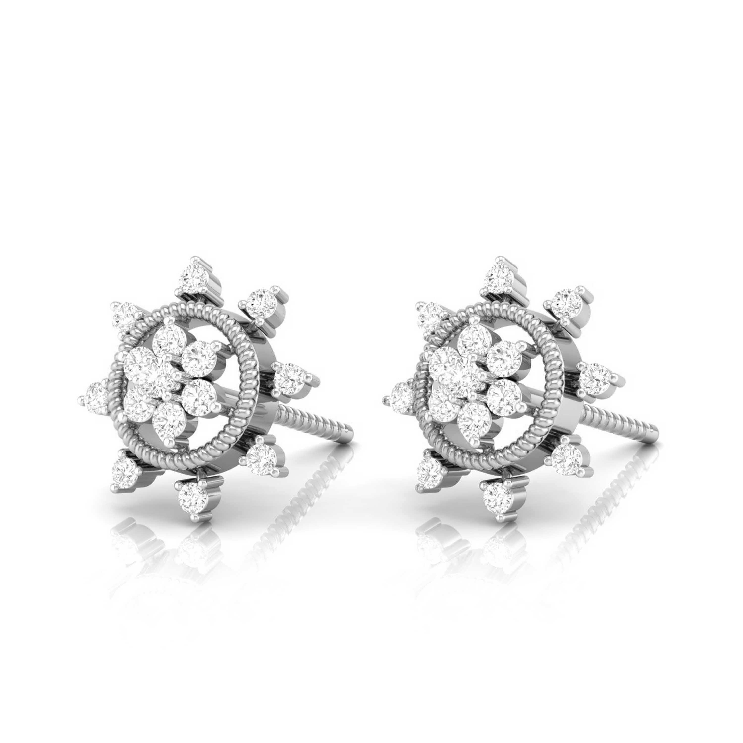 Golden Sunburst Diamond Studs