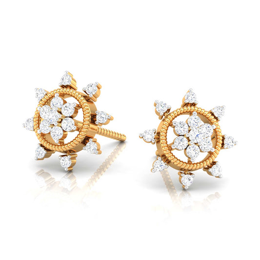 Golden Sunburst Diamond Studs