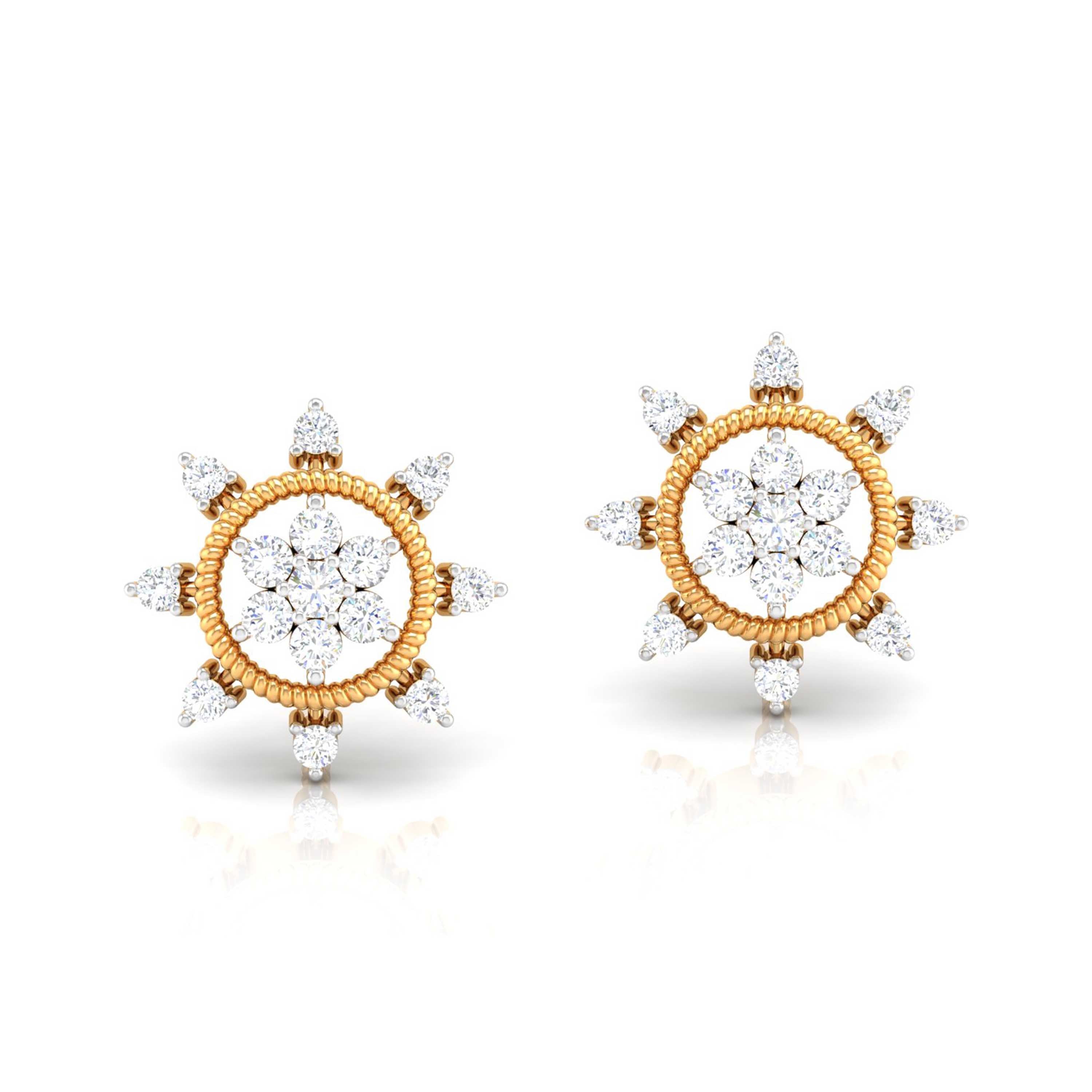 Golden Sunburst Diamond Studs