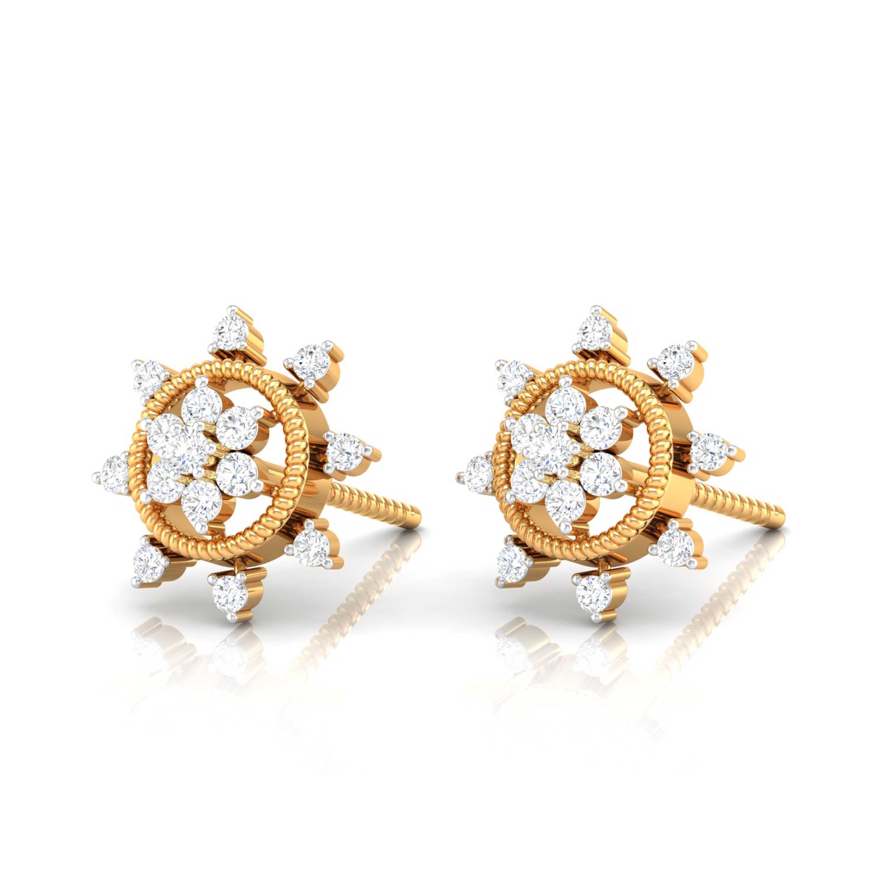 Golden Sunburst Diamond Studs