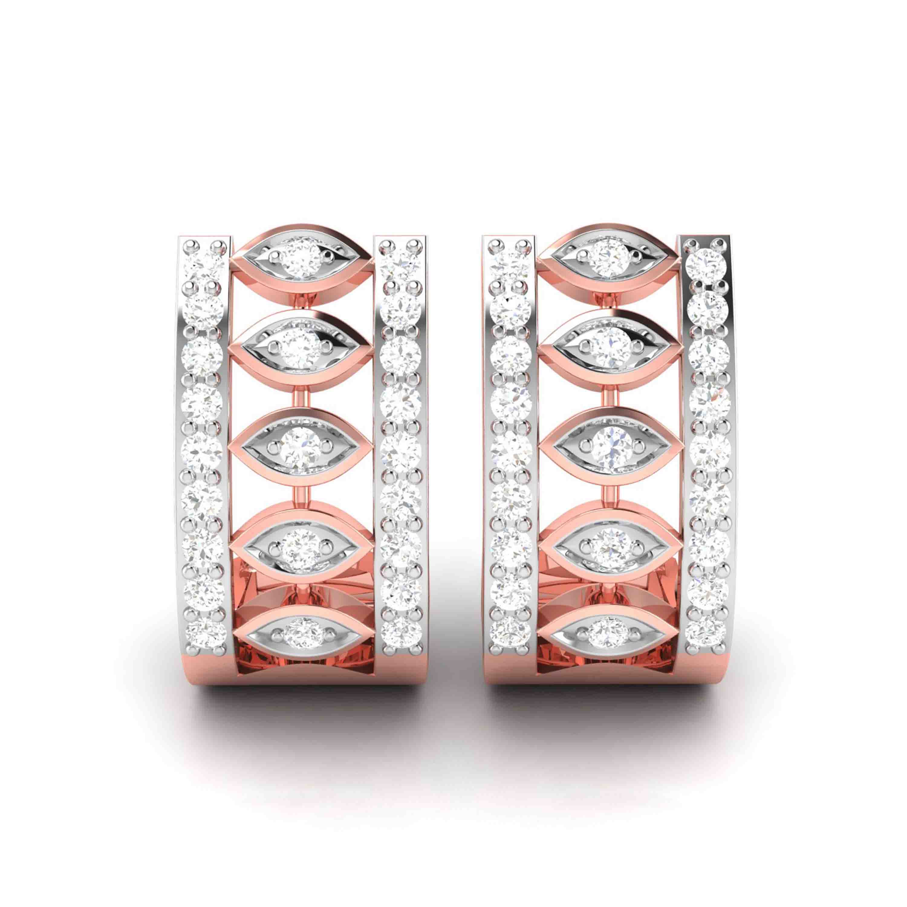Majestic Leaf Huggie Diamond Earrings