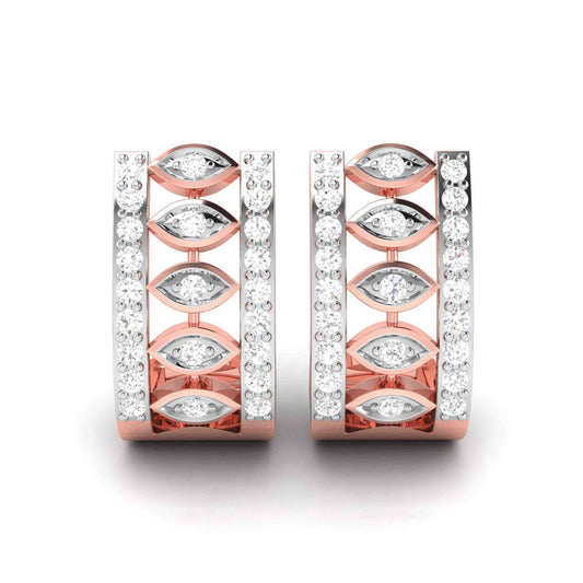 Majestic Leaf Huggie Diamond Earrings