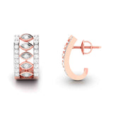 Majestic Leaf Huggie Diamond Earrings