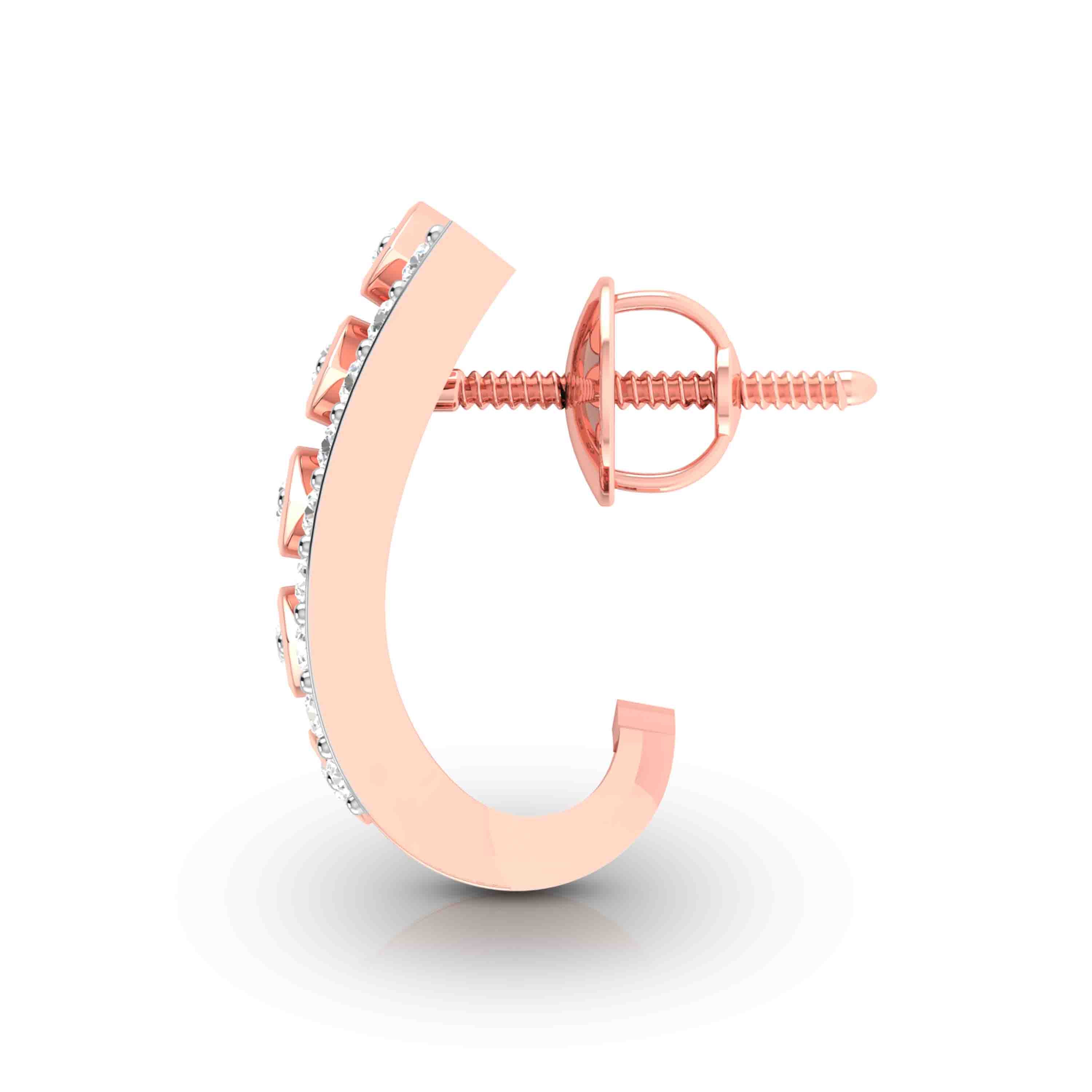 Majestic Leaf Huggie Diamond Earrings
