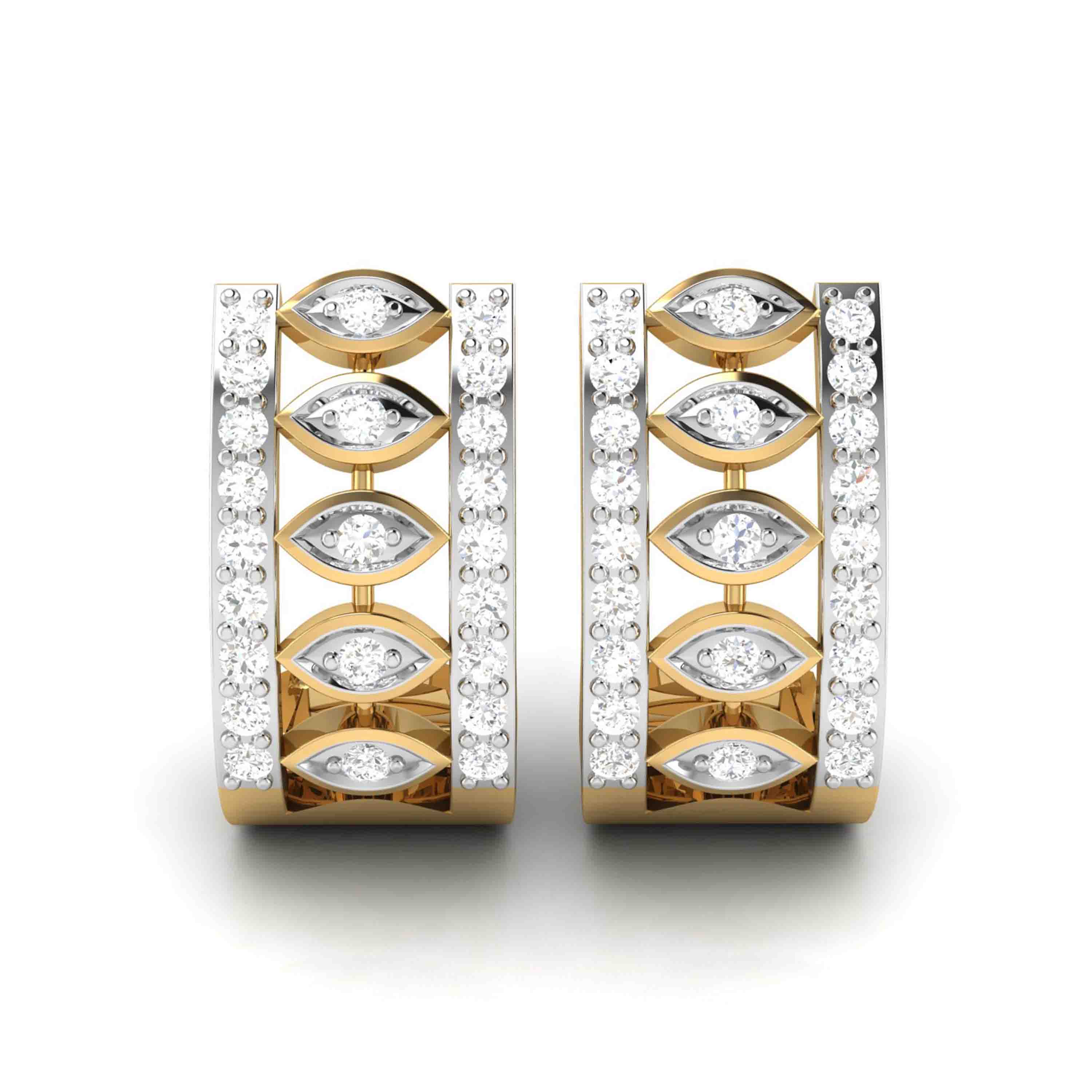 Majestic Leaf Huggie Diamond Earrings