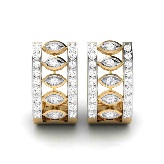 Majestic Leaf Huggie Diamond Earrings