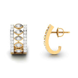 Majestic Leaf Huggie Diamond Earrings