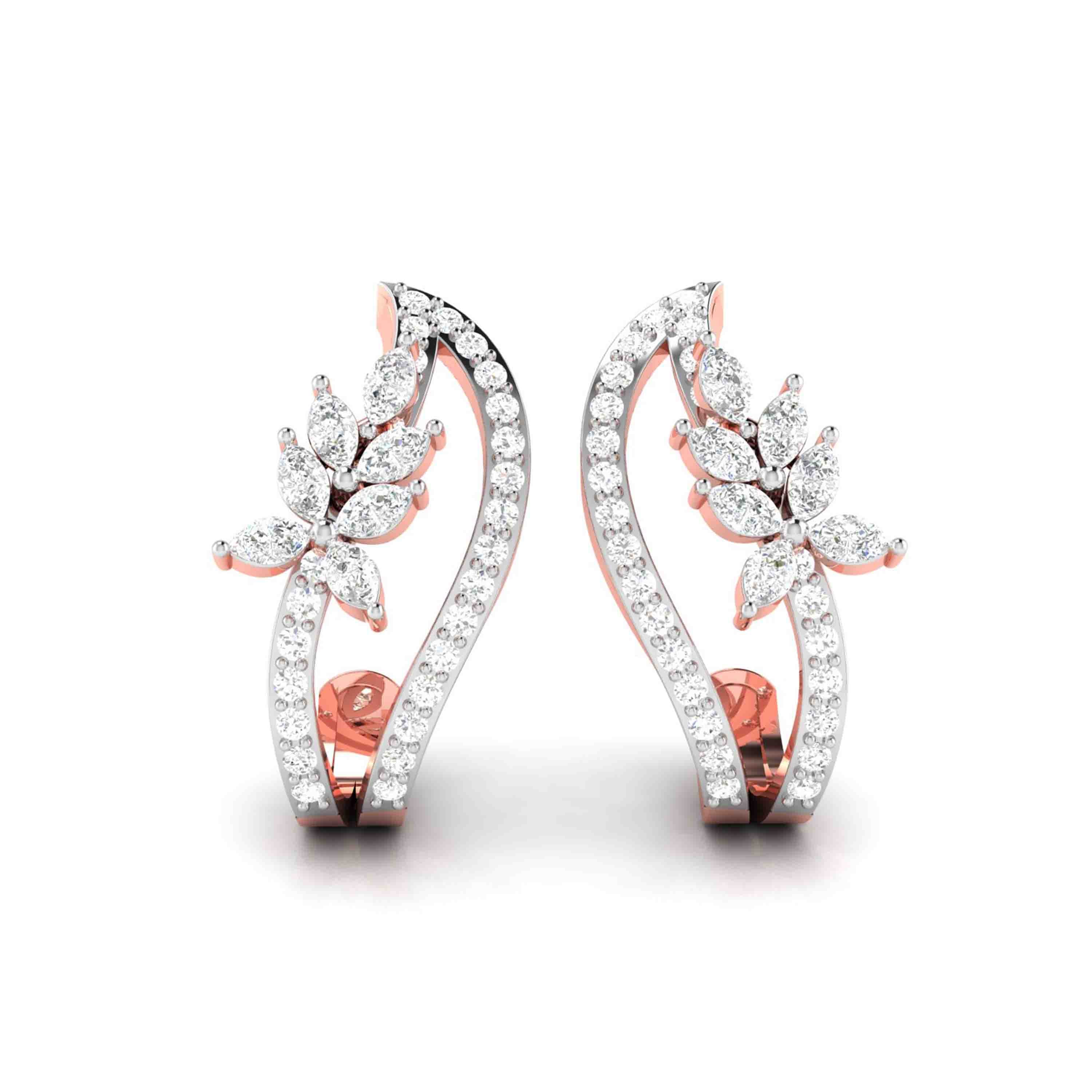 Blossom Elegance Huggie Diamond Earrings