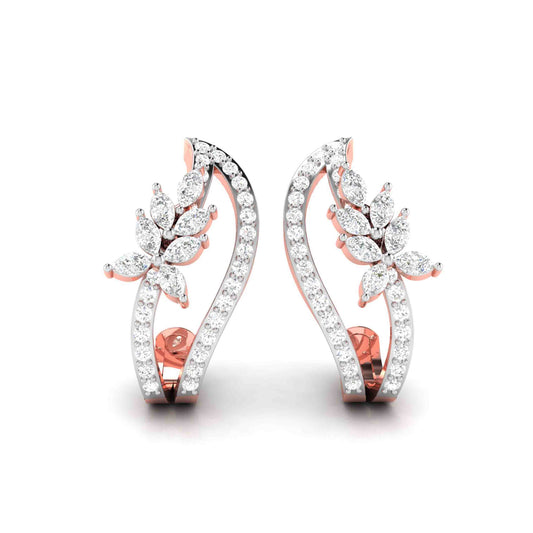 Blossom Elegance Huggie Diamond Earrings
