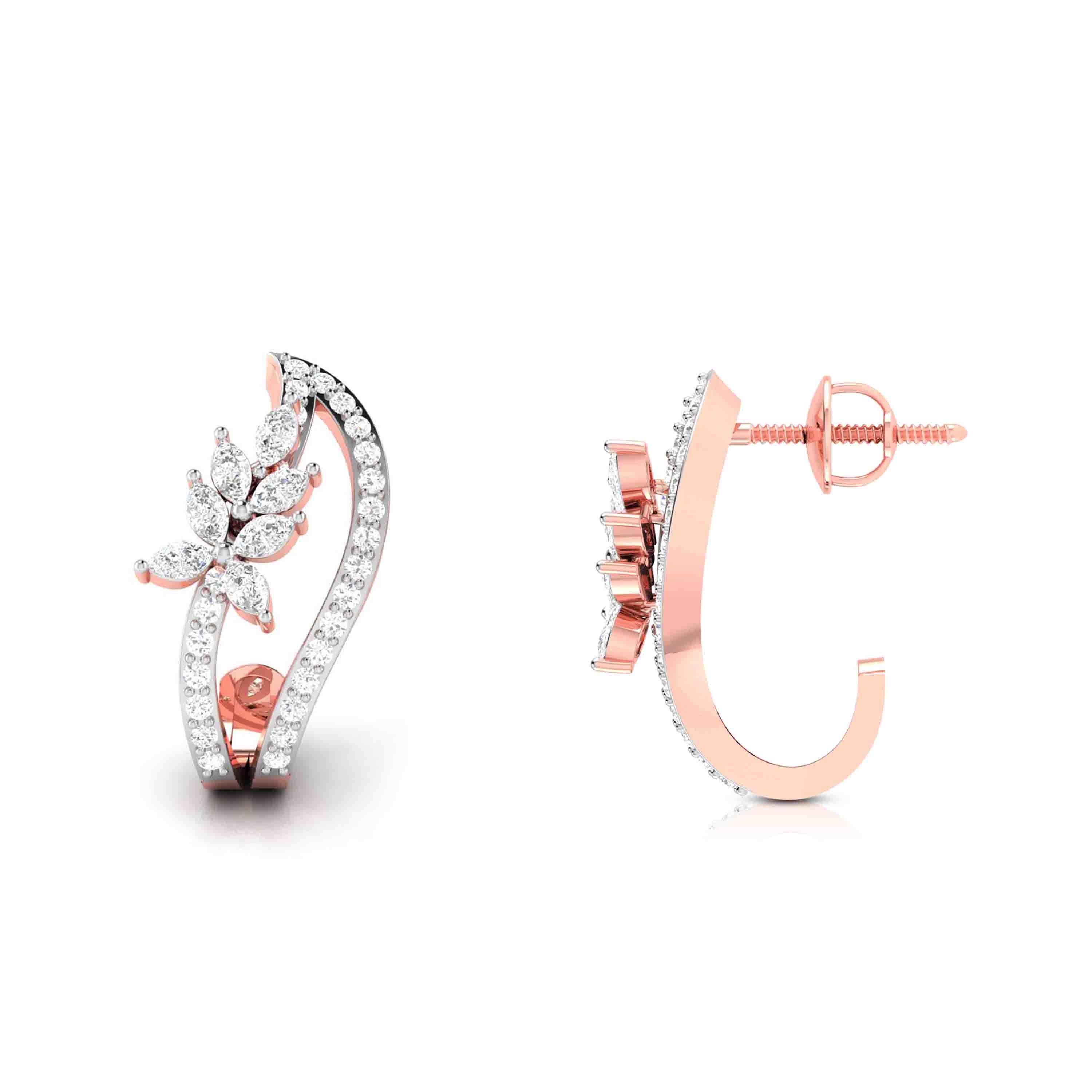 Blossom Elegance Huggie Diamond Earrings