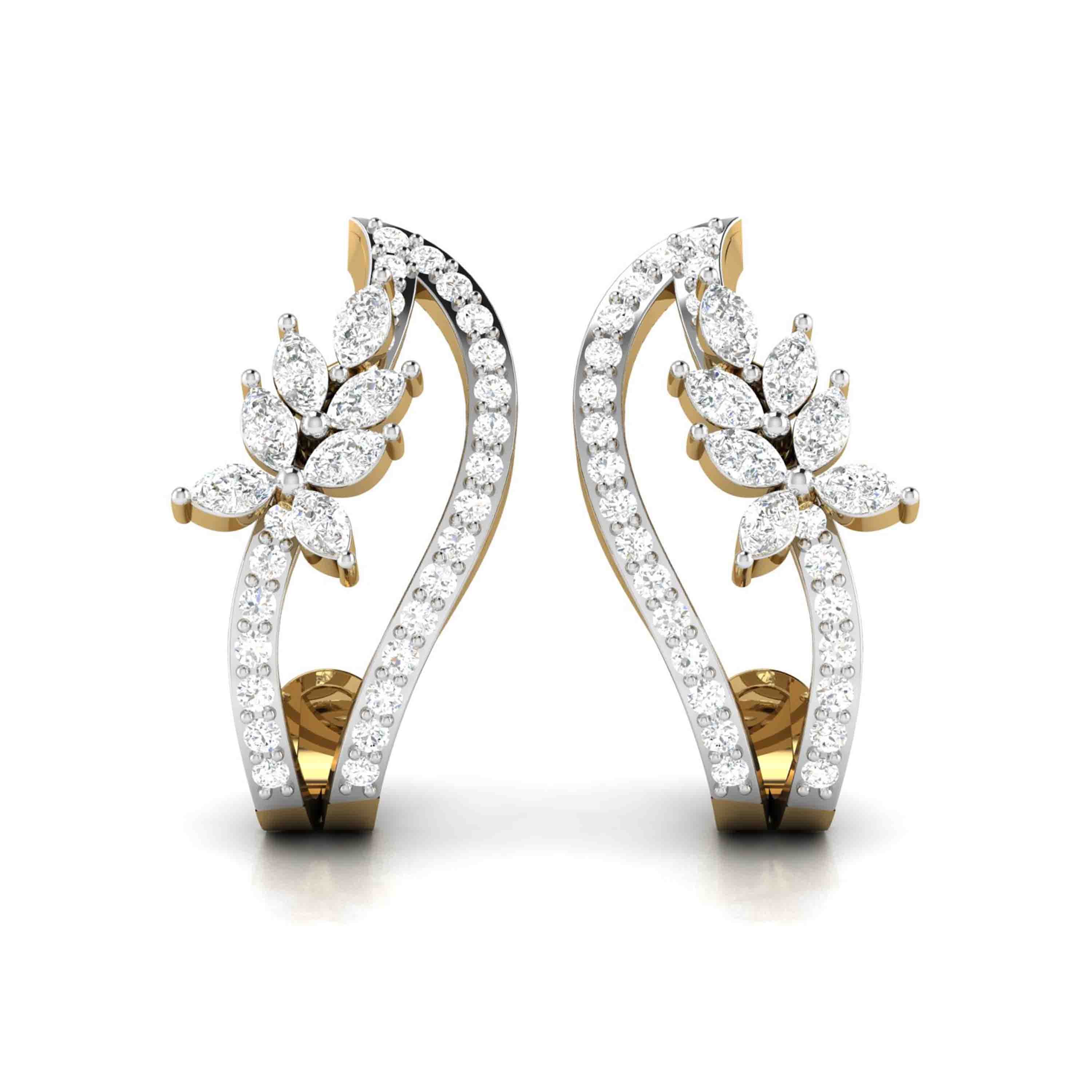 Blossom Elegance Huggie Diamond Earrings