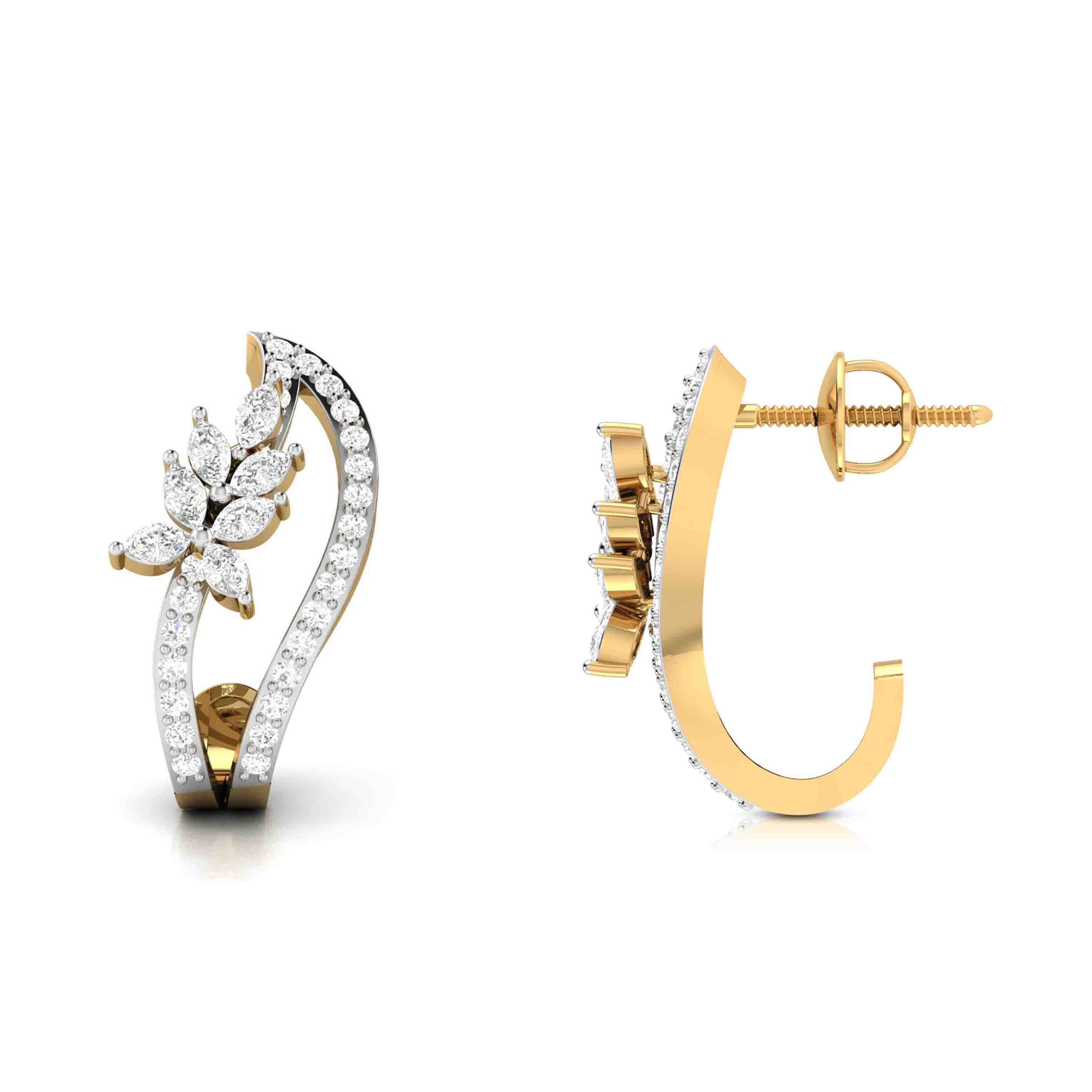 Blossom Elegance Huggie Diamond Earrings