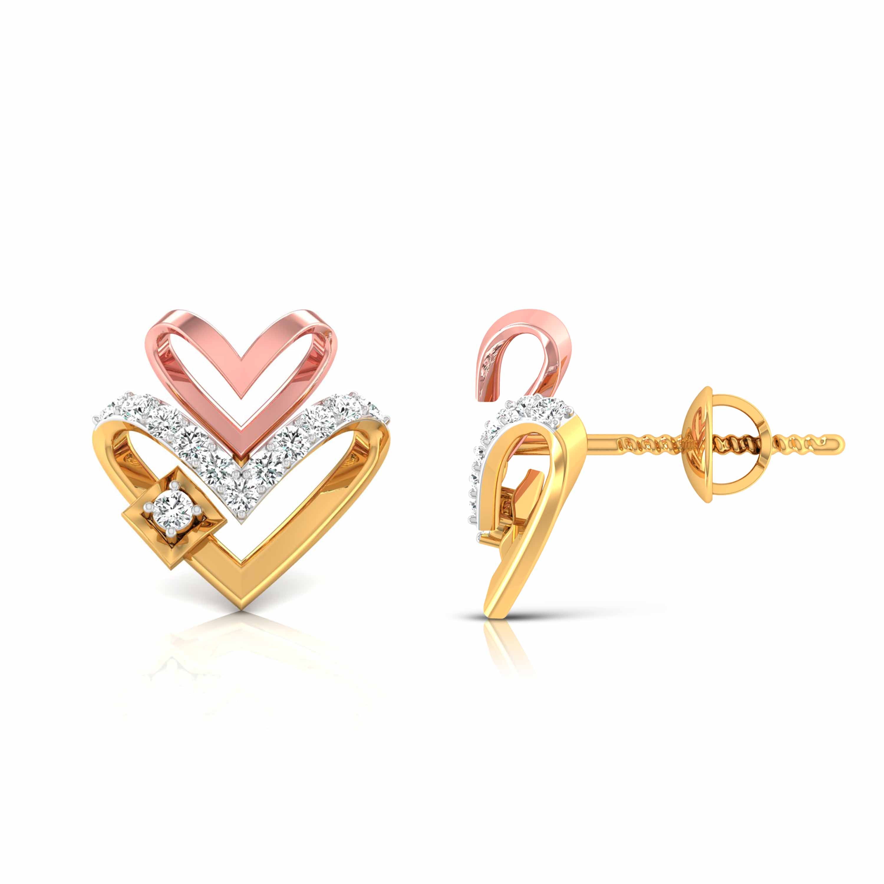 Triple Heart Diamond Studs
