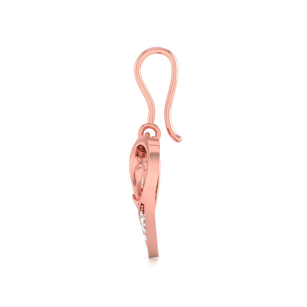 Double Heart Diamond Drop Earrings