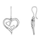 Double Heart Diamond Drop Earrings