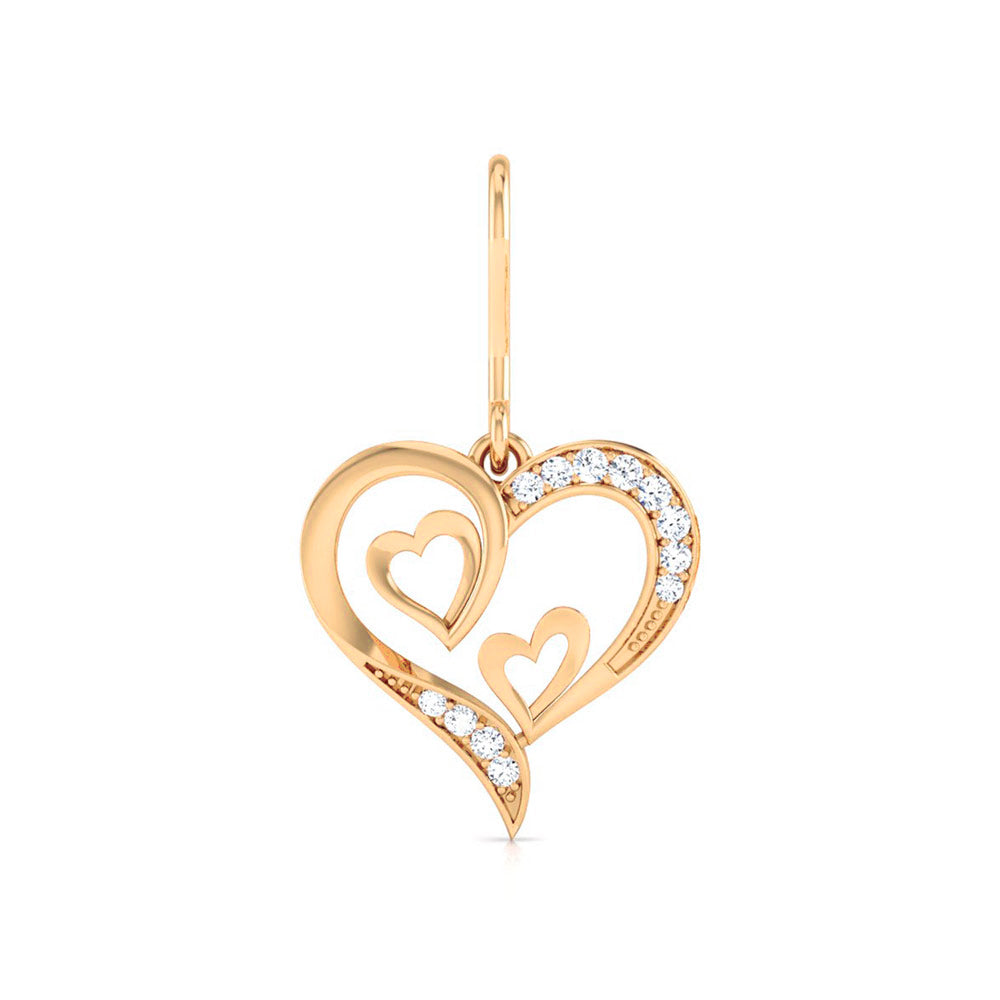 Double Heart Diamond Drop Earrings