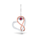 Ruby Heart Infinity Earrings