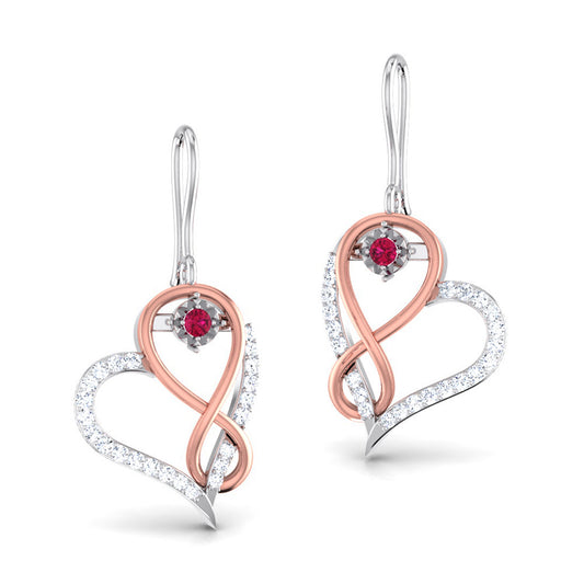 Ruby Heart Infinity Earrings