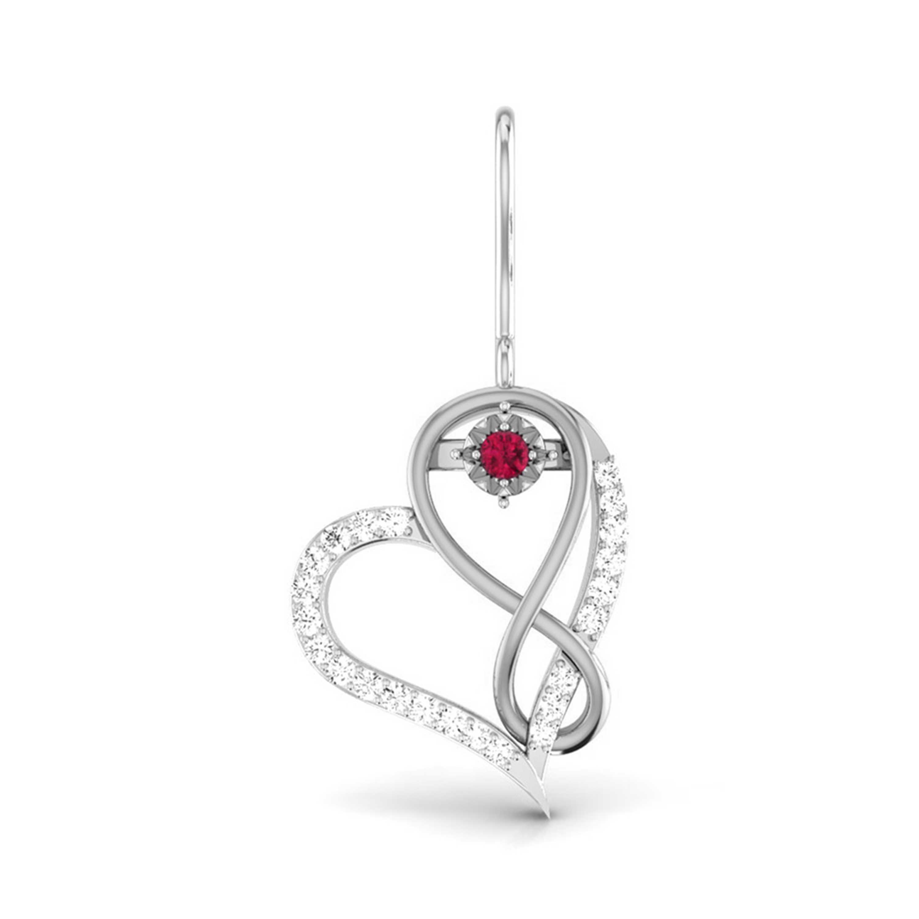Ruby Heart Infinity Earrings