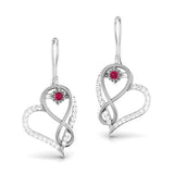 Ruby Heart Infinity Earrings