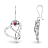 Ruby Heart Infinity Earrings