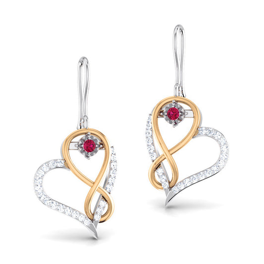 Ruby Heart Infinity Earrings