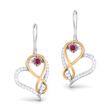 Ruby Heart Infinity Earrings