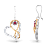 Ruby Heart Infinity Earrings