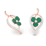 Rose Gold Clover Gemstone Diamond Earrings