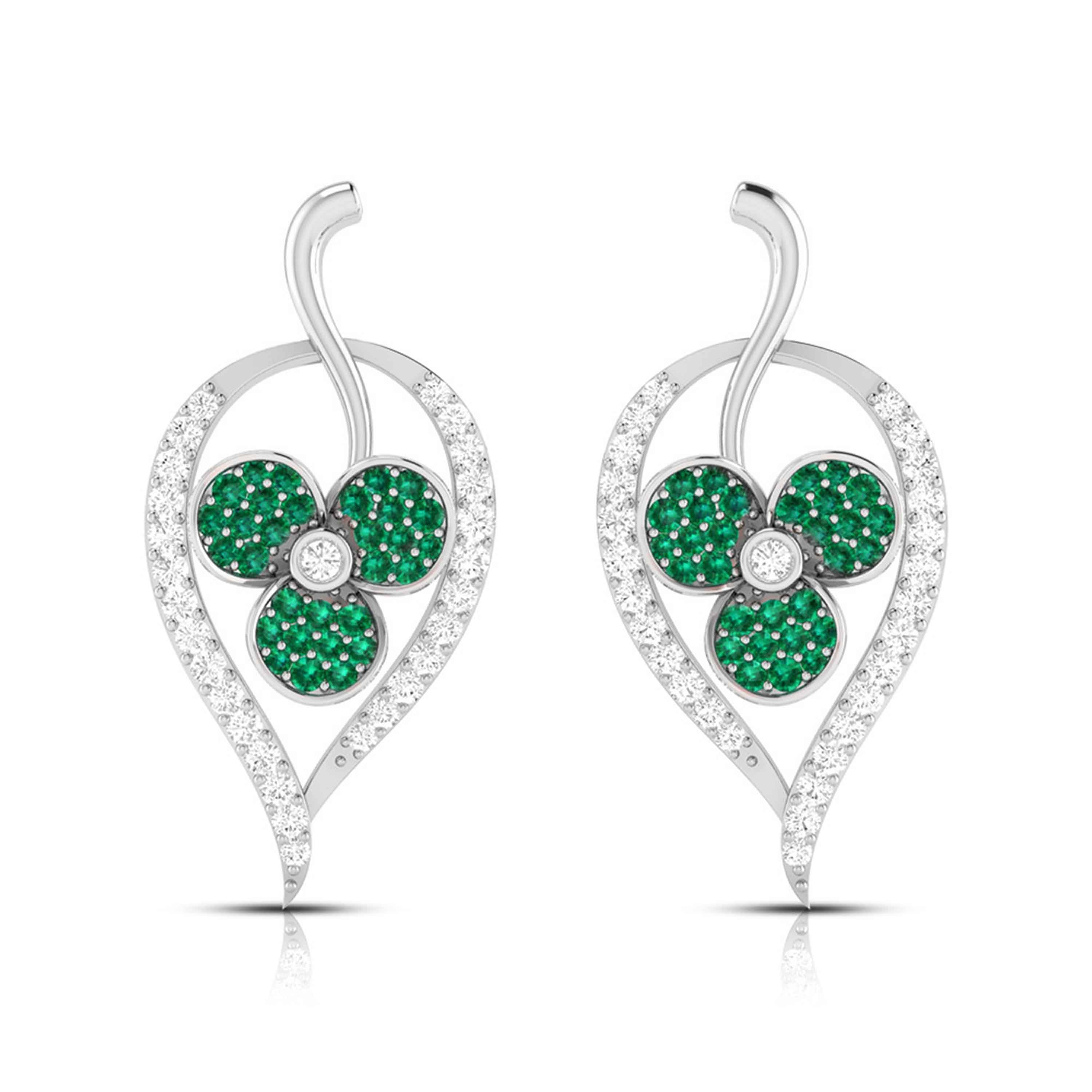 Rose Gold Clover Gemstone Diamond Earrings