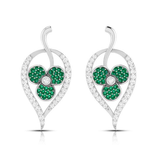 Rose Gold Clover Gemstone Diamond Earrings