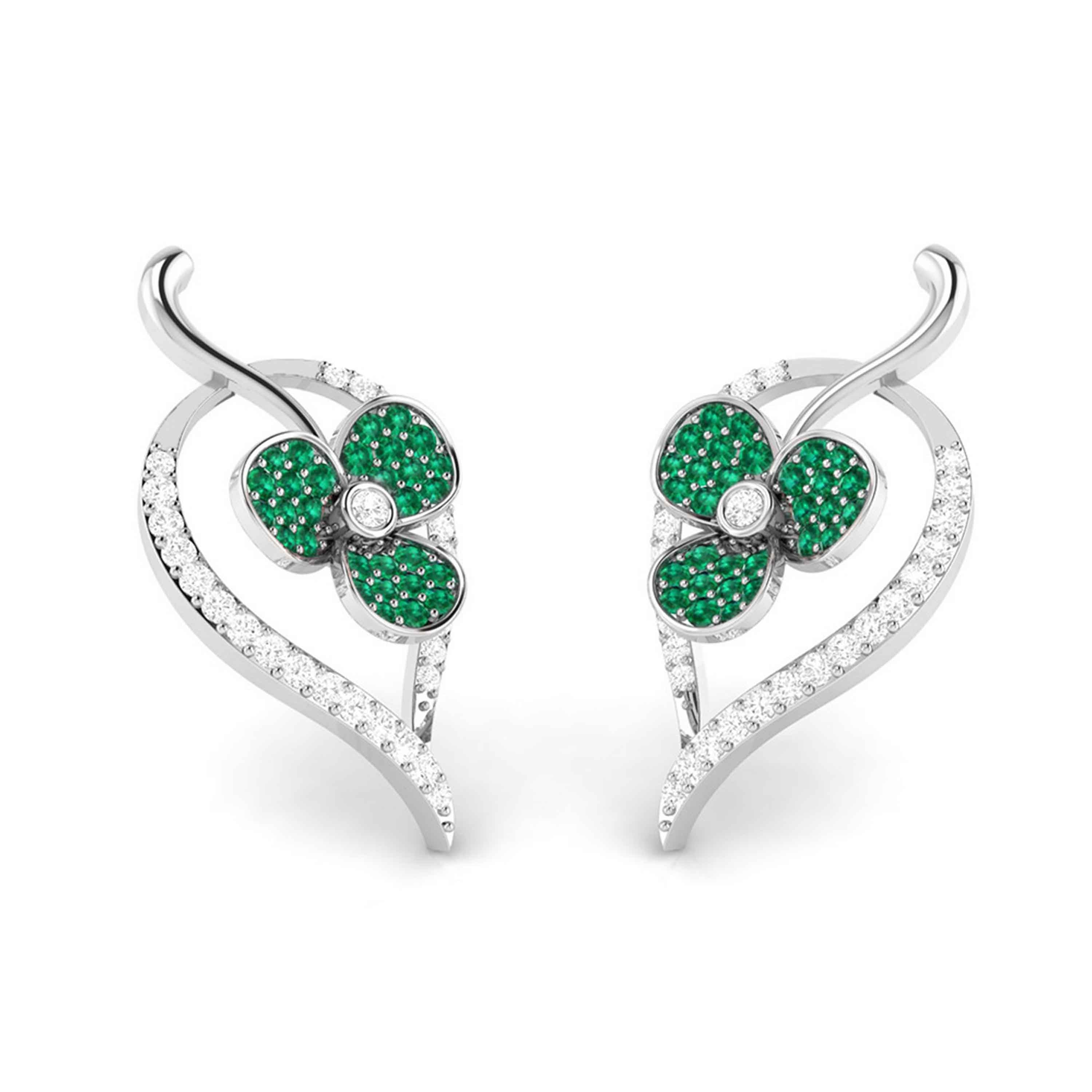 Rose Gold Clover Gemstone Diamond Earrings