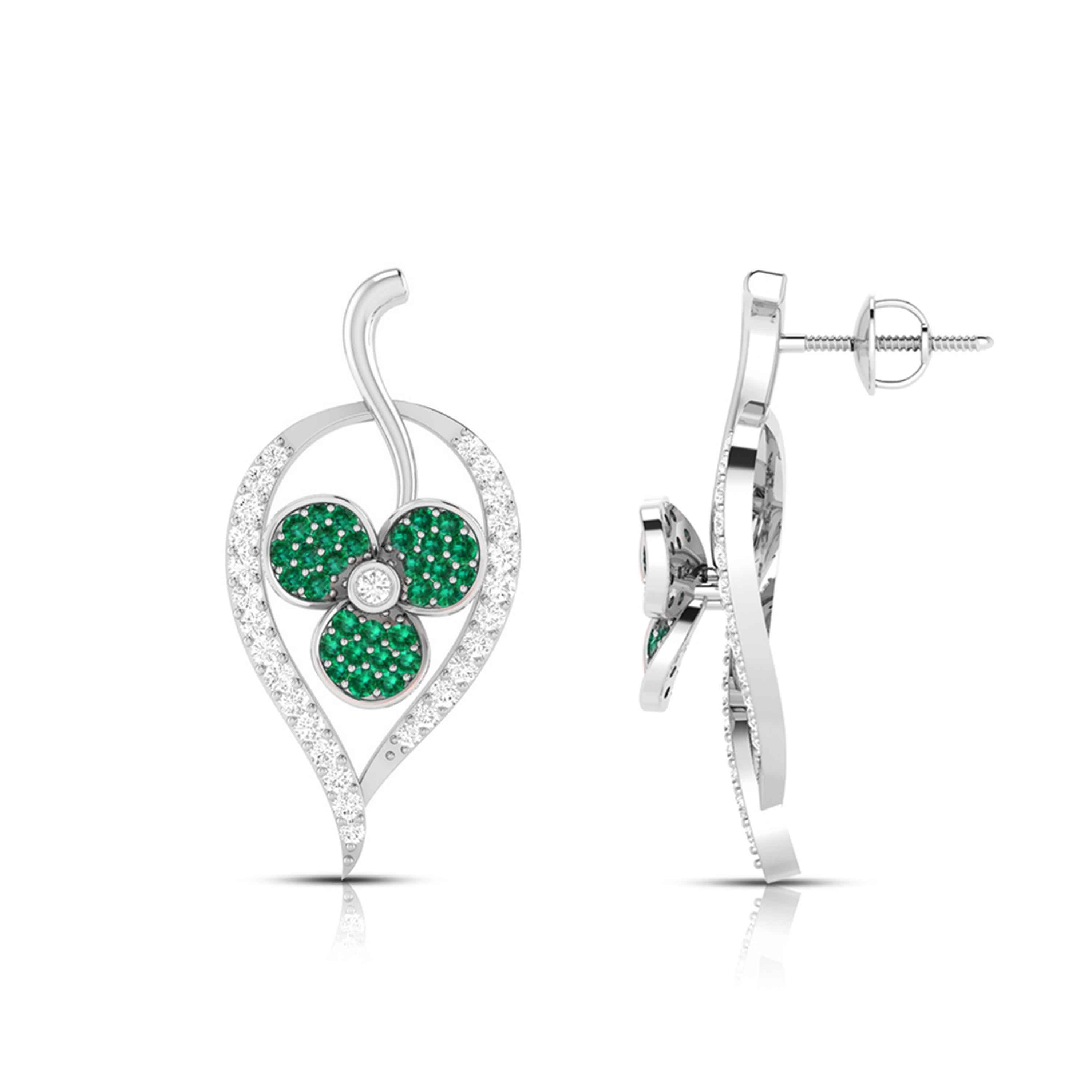 Rose Gold Clover Gemstone Diamond Earrings