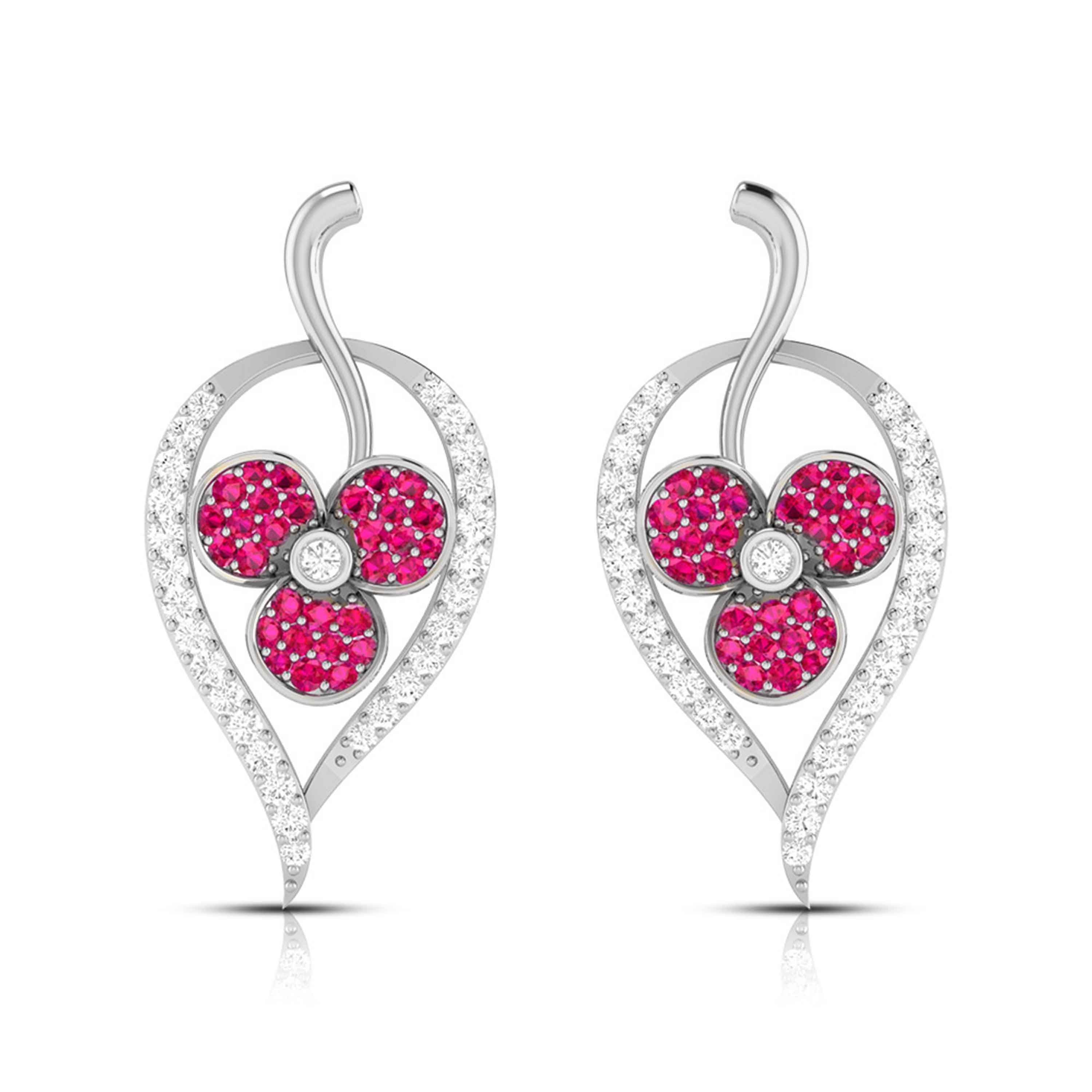 Rose Gold Clover Gemstone Diamond Earrings