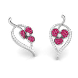 Rose Gold Clover Gemstone Diamond Earrings
