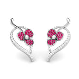 Rose Gold Clover Gemstone Diamond Earrings
