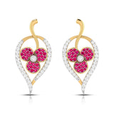 Rose Gold Clover Gemstone Diamond Earrings