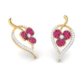 Rose Gold Clover Gemstone Diamond Earrings