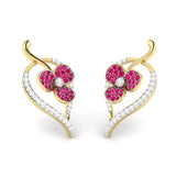 Rose Gold Clover Gemstone Diamond Earrings