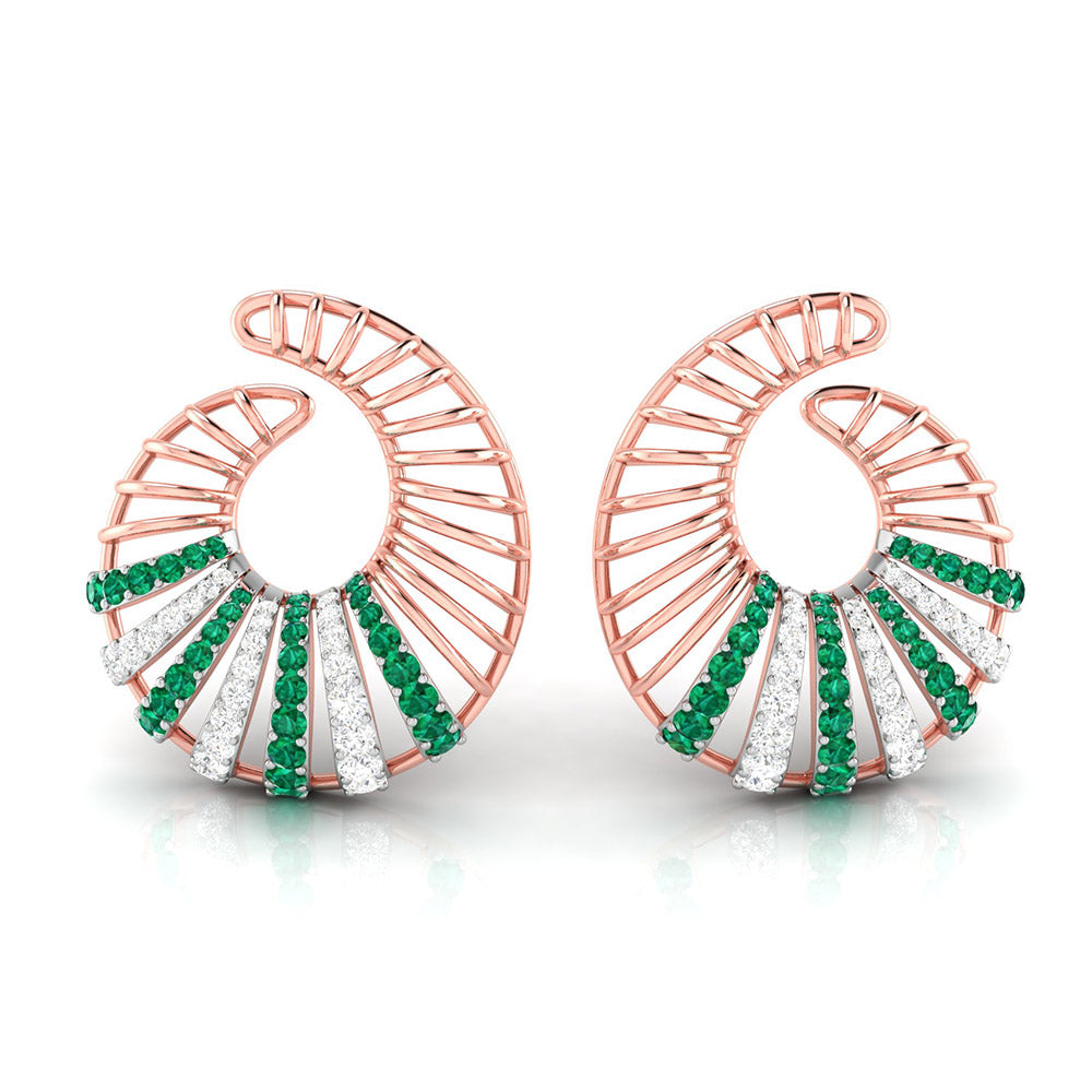 Spiral Gemstone Diamond Earrings