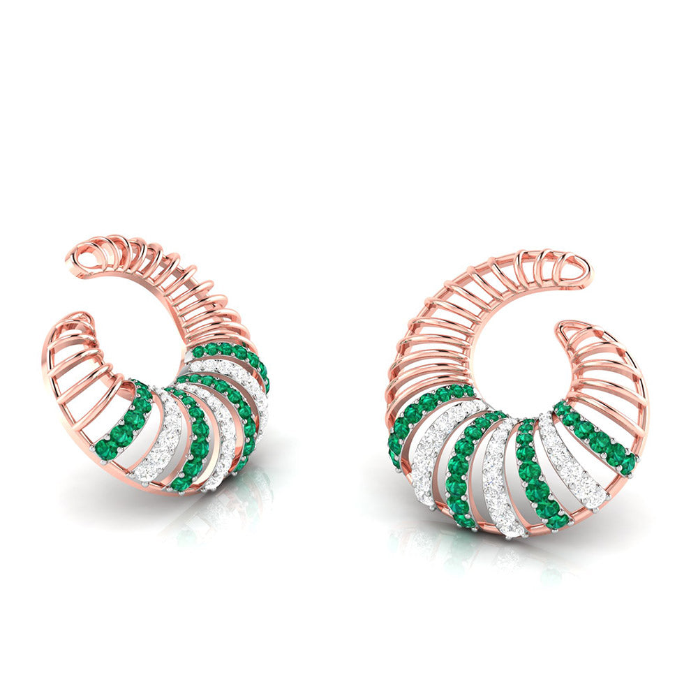Spiral Gemstone Diamond Earrings