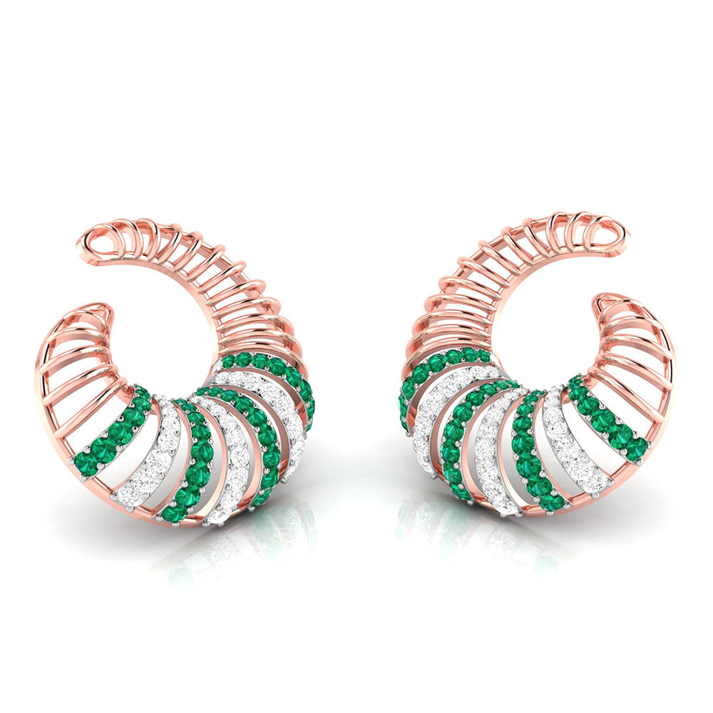 Spiral Gemstone Diamond Earrings