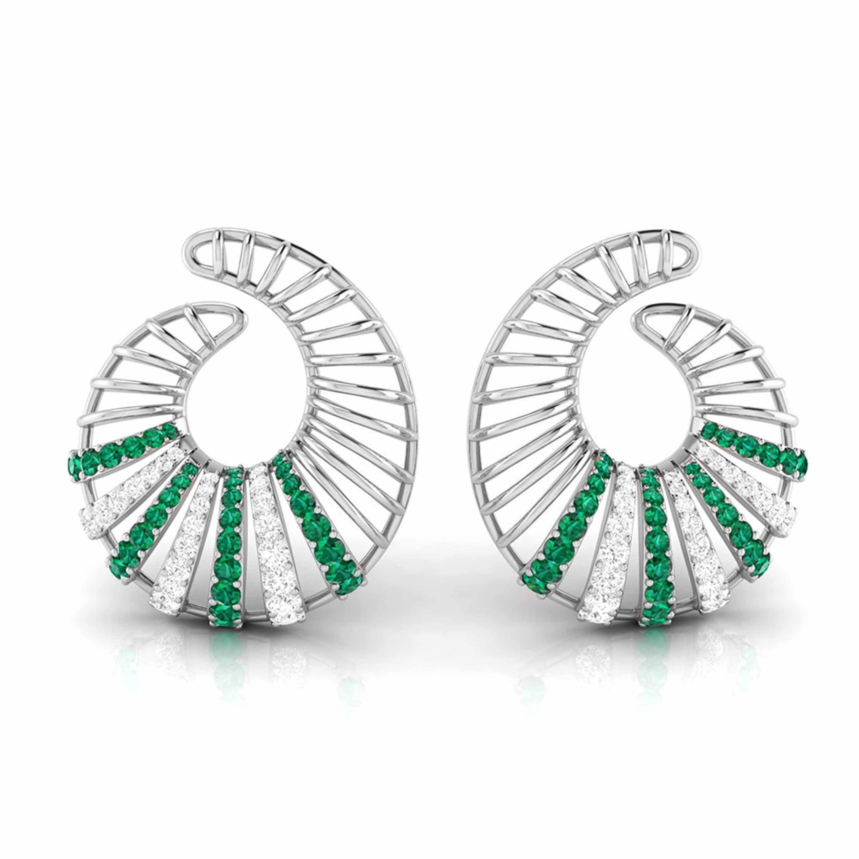 Spiral Gemstone Diamond Earrings