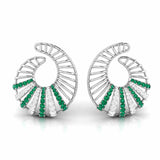 Spiral Gemstone Diamond Earrings