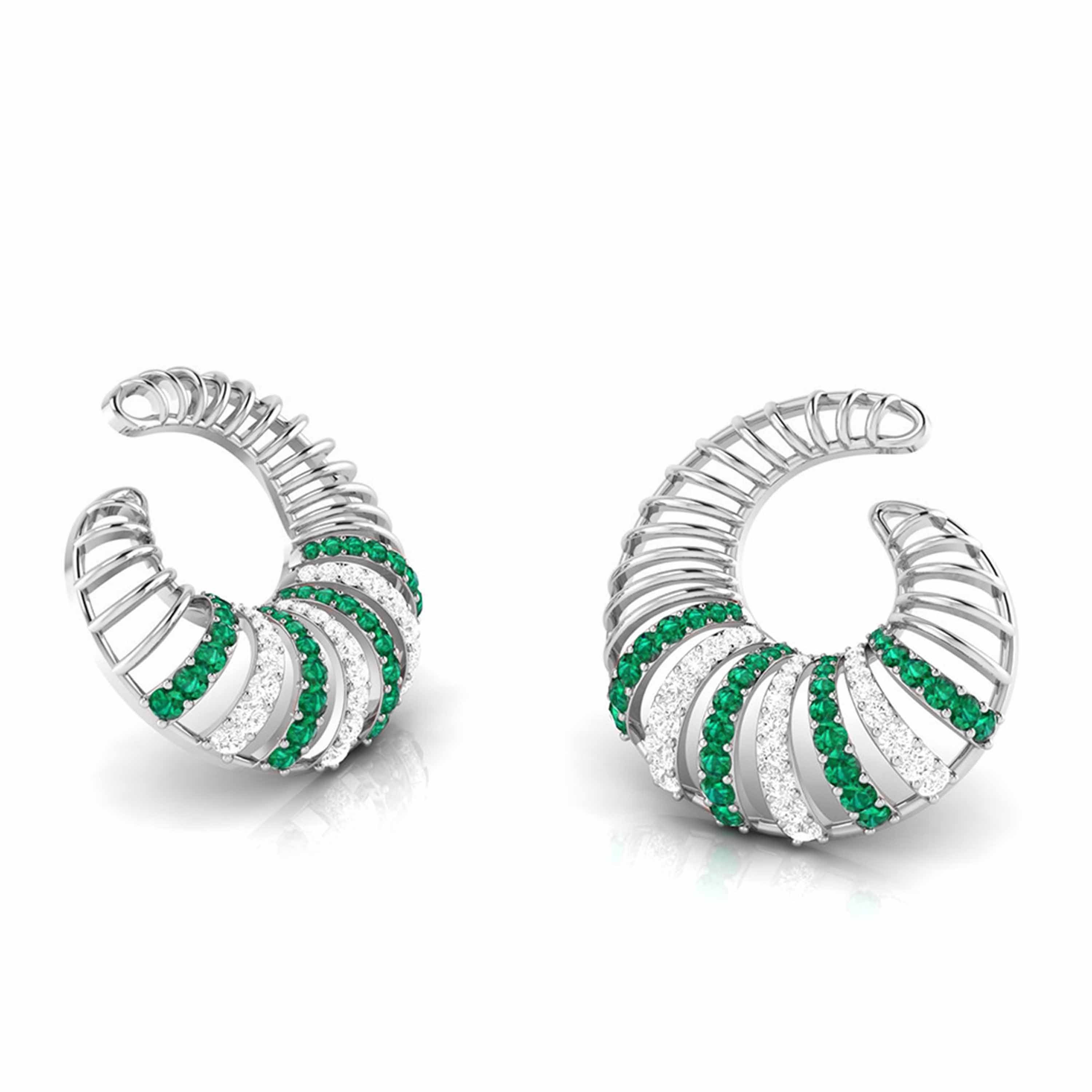 Spiral Gemstone Diamond Earrings